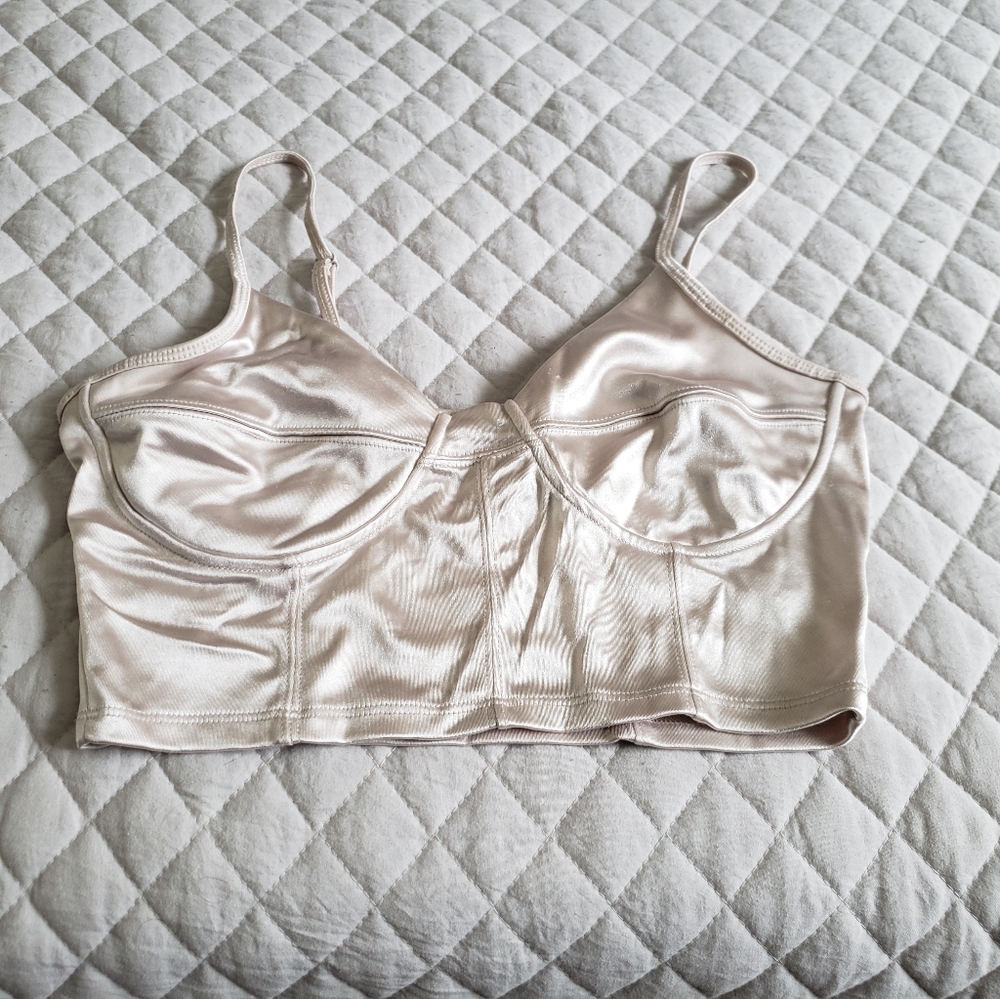 Blush Satin Bustier Crop Top